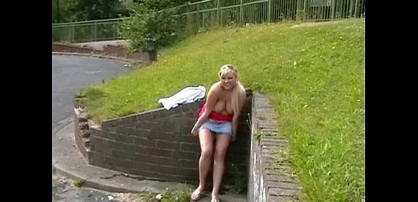  Busty blonde flashers outdoor masturbation and naughty amateur public nudity